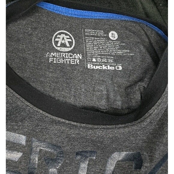Men’s XL Buckle American Fighter Long Sleeve Two Sided Black/Blue Shirt X-Large - Picture 8 of 8